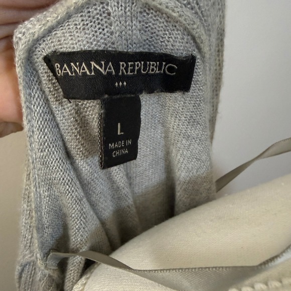 Banana Republic Longline Vest Womens Large Gray Good Ribbed Wool Blend Draped - Picture 6 of 9